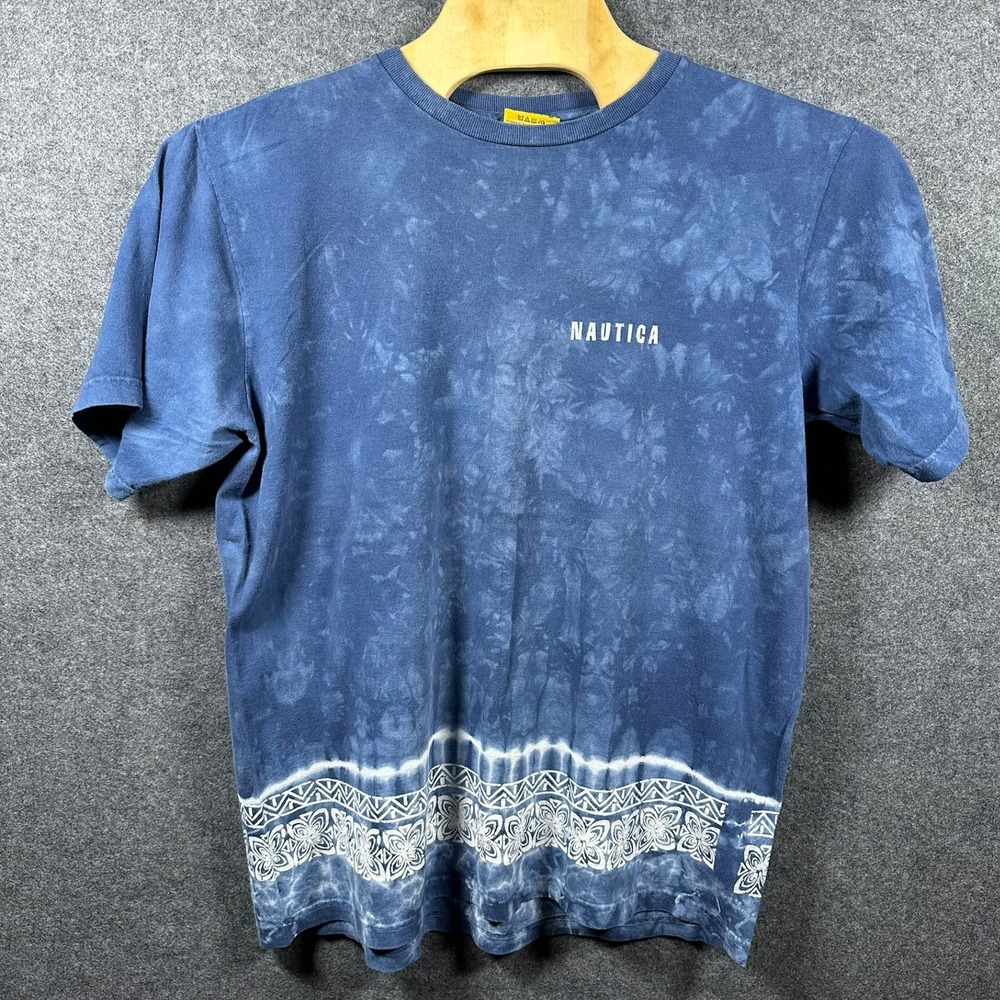 Vintage Nautica Men's Blue‎ Tie Dye Graphic T-Shirt Pacific Isles